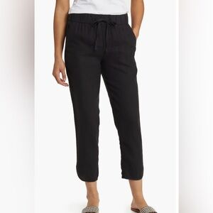 Caslon Tulip Hem Black Linen Pants Small
